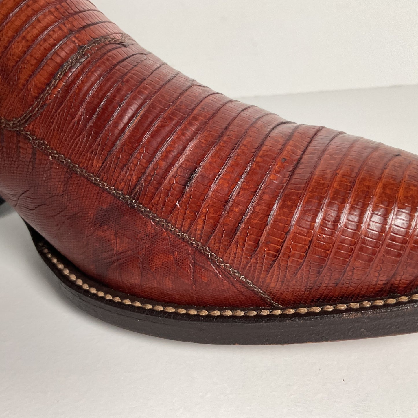 Vintage Hondo Cowboy Boots | Pieced Teju Lizard | Extra Wide | 10 EE