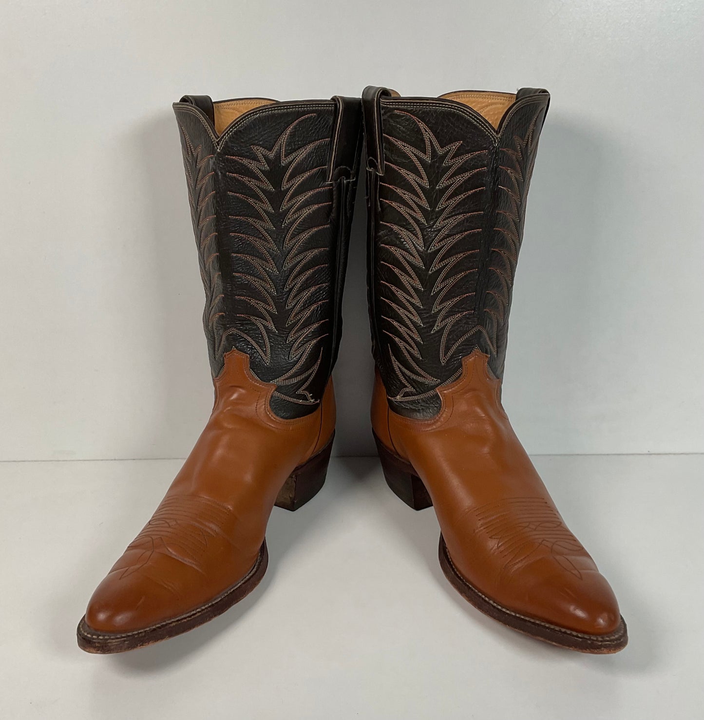 Vintage 1970s Justin Cowboy Boots 13 A Calfskin USA Made