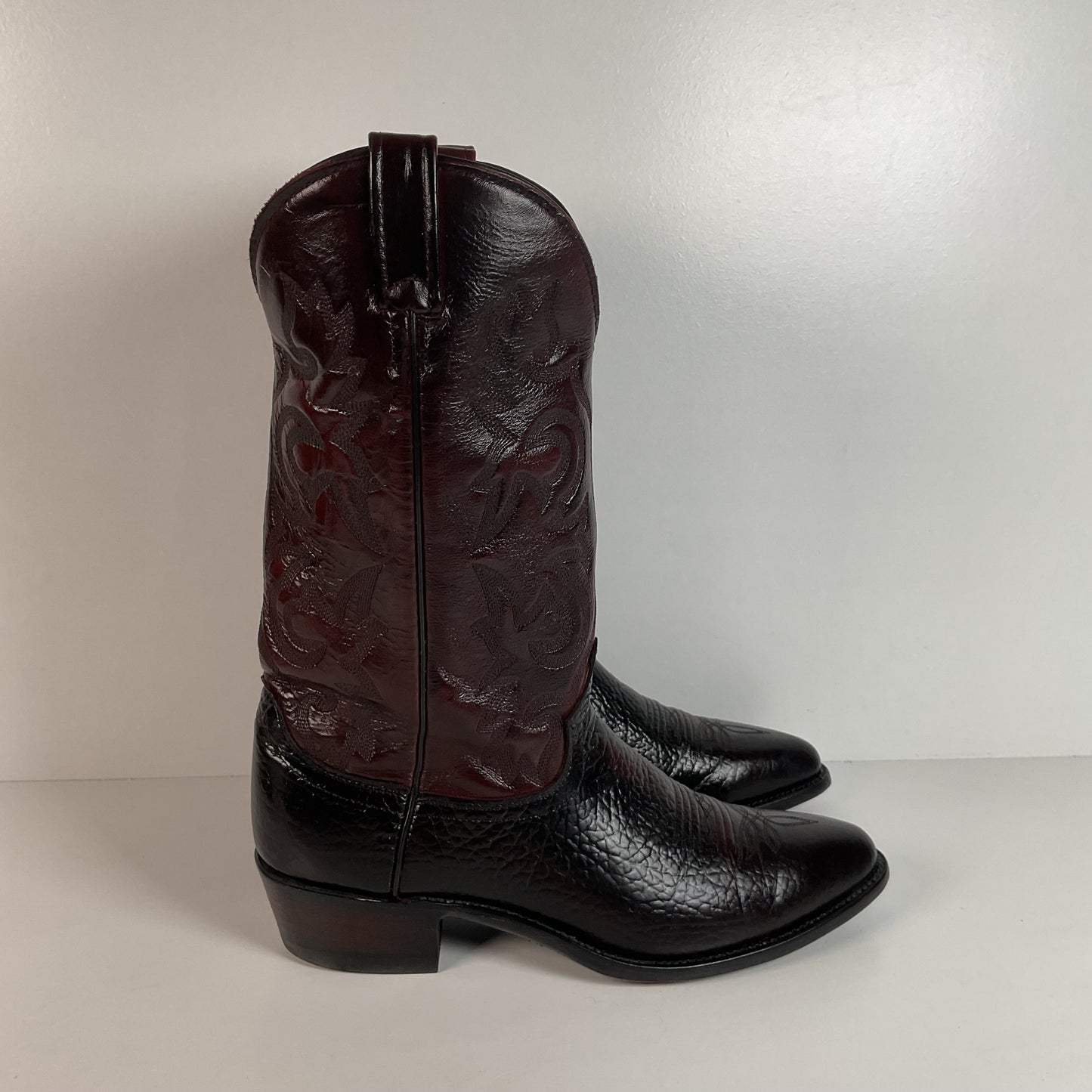 Vintage J. Chisholm Bullhide Cowboy Boots | USA Made | Black Cherry | Men’s 11 D