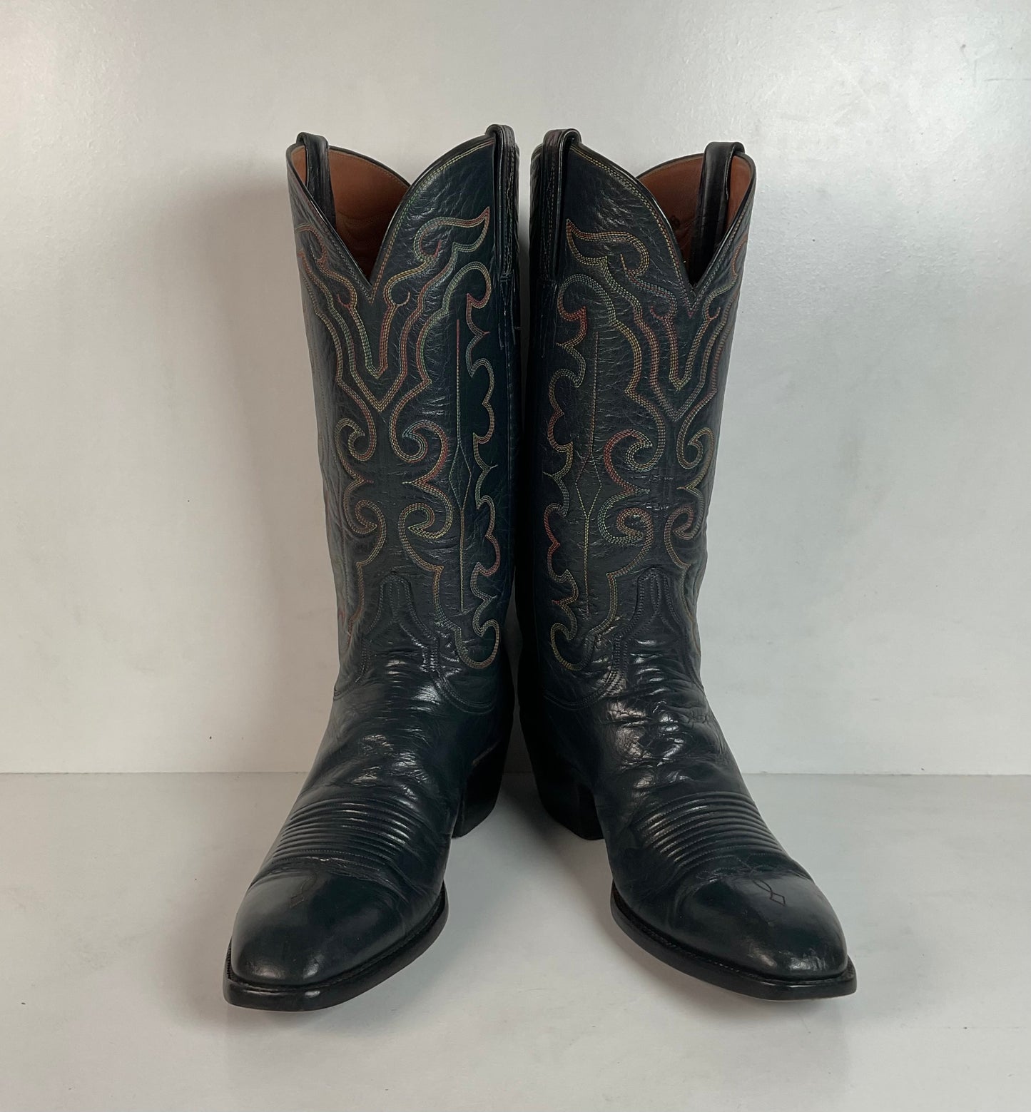 Vintage 1980s Lucchese San Antonio Navy Blue Cowboy Boots Men’s 9 B | Women’s 10