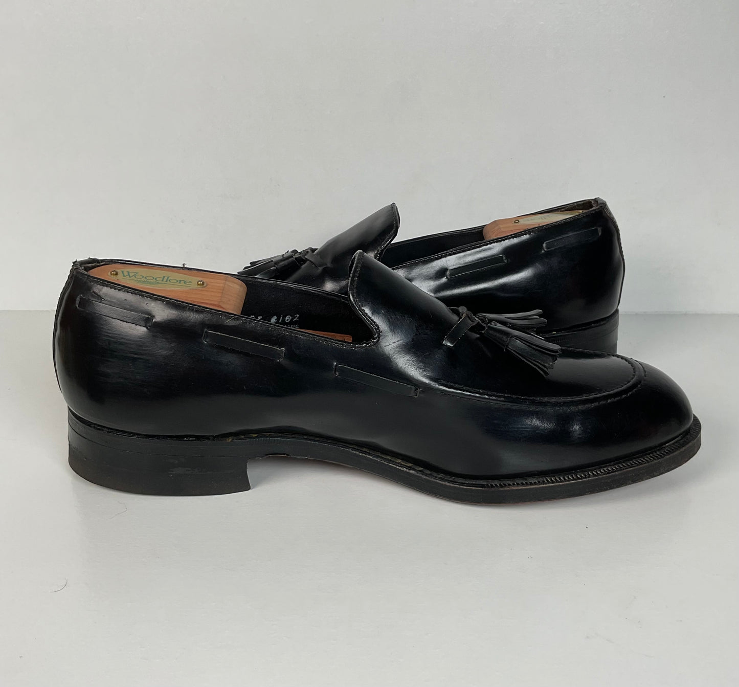 Vintage Florsheim Tassel Loafers | USA Made | Black Veal | High Shine | 10 EEE