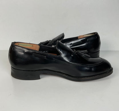 Vintage Florsheim Tassel Loafers | USA Made | Black Veal | High Shine | 10 EEE