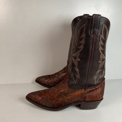 Dan Post For Code West Diamondback Rattlesnake Cowboy Boots 12 M USA Made