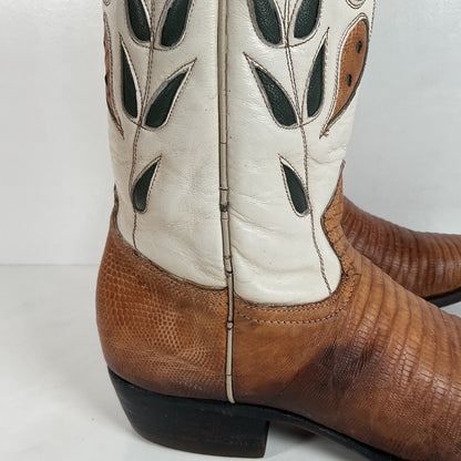 Vintage Cuadra Butterfly Cowgirl Boots | Teju Lizard | Tooled Inlays | Women’s 8