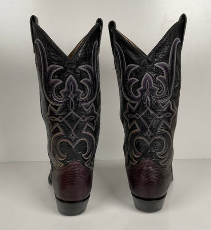 Vintage Larry Mahan Teju Lizard Cowgirl Boots | Purple | Women’s 7.5 B