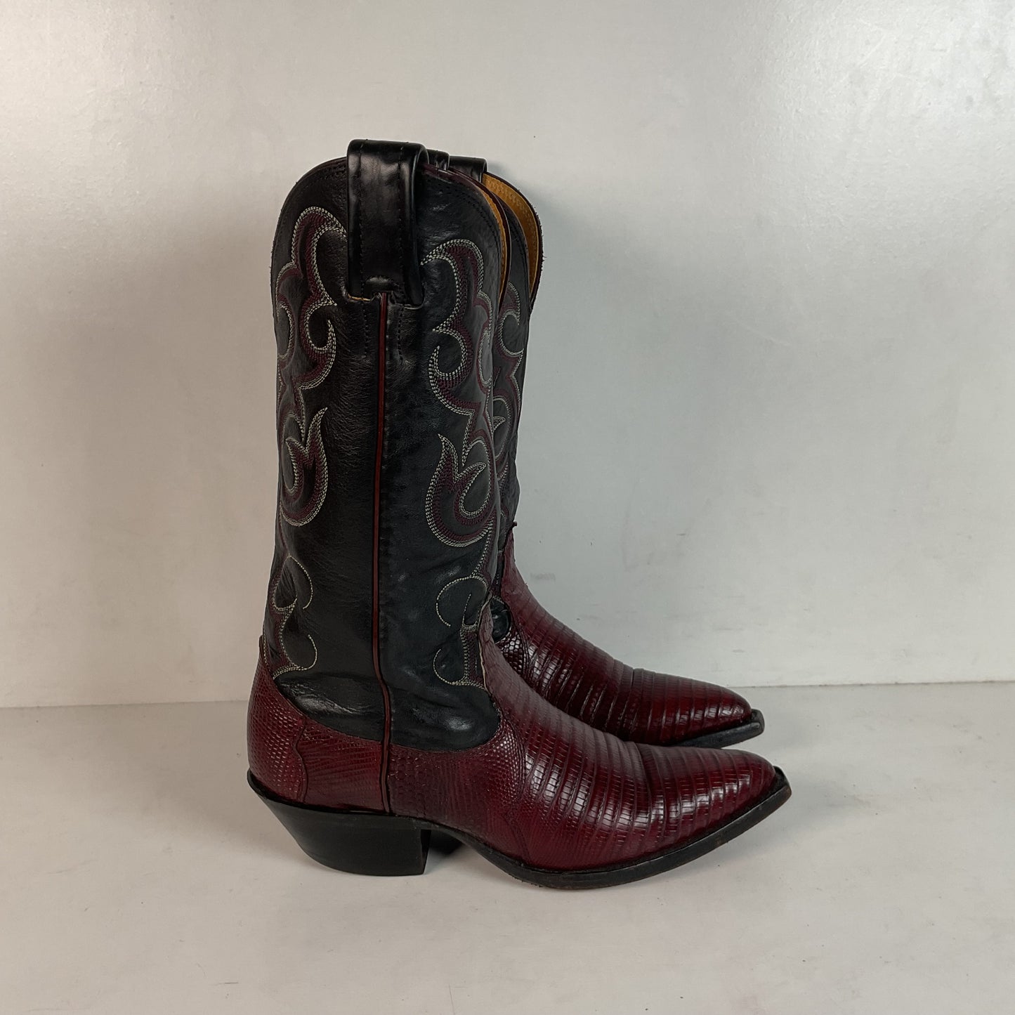 Vintage Nocona Plum Leather Cowgirl Boots 4 B Lizard Vamp