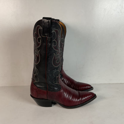 Vintage Nocona Plum Leather Cowgirl Boots 4 B Lizard Vamp
