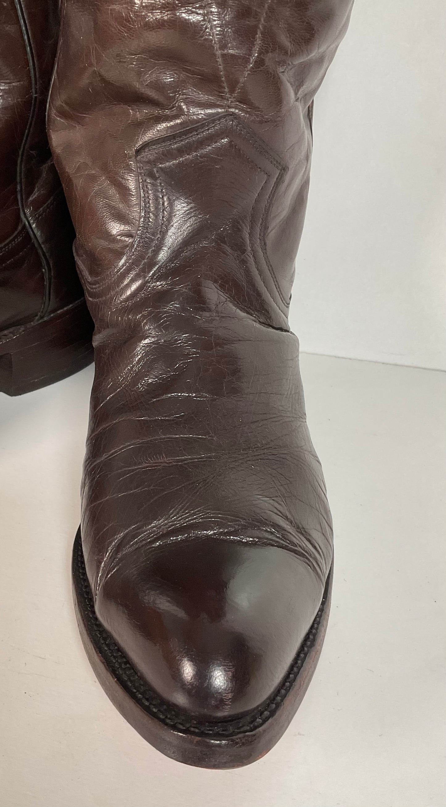 Vintage 1950s Frye Authentic Cowboy Boots 8.5 D Dark Brown Calfskin