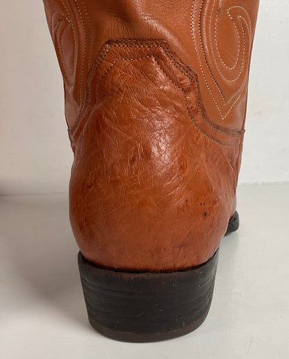 Custom Smooth Ostrich Cowboy Boots | Exotic | Tooled Inlay | Men’s 8.5