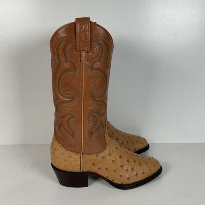 Tony Lama Full Quill Ostrich Cowboy Boots | USA Made | Men’s 6 EE | Women’s 7