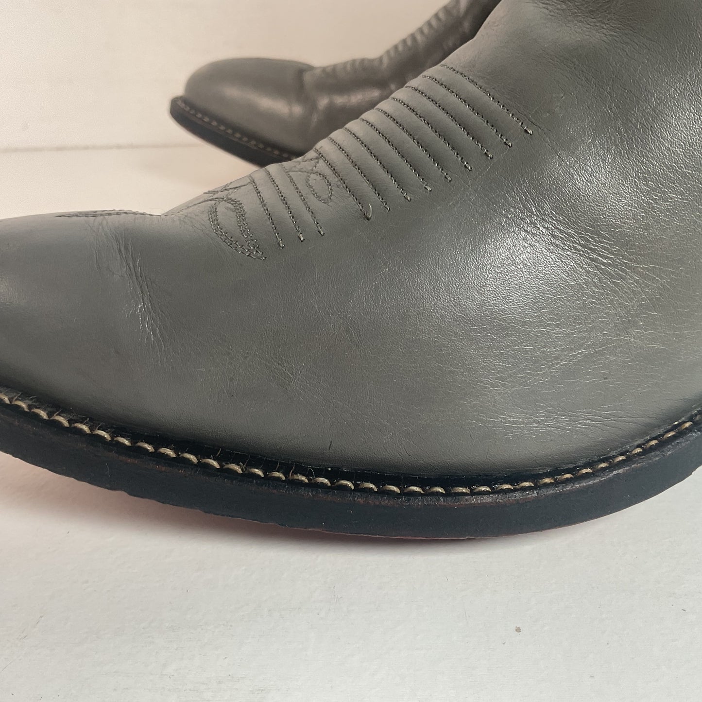 Vintage Grey Tony Lama Grey Cowboy Boots 11 D Gold Label USA Made