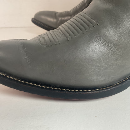 Vintage Grey Tony Lama Grey Cowboy Boots 11 D Gold Label USA Made
