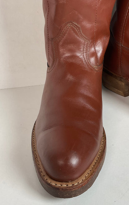 Vintage Rodeo Brand Cowboy Boots 10.5 D USA Made Chunky Campus