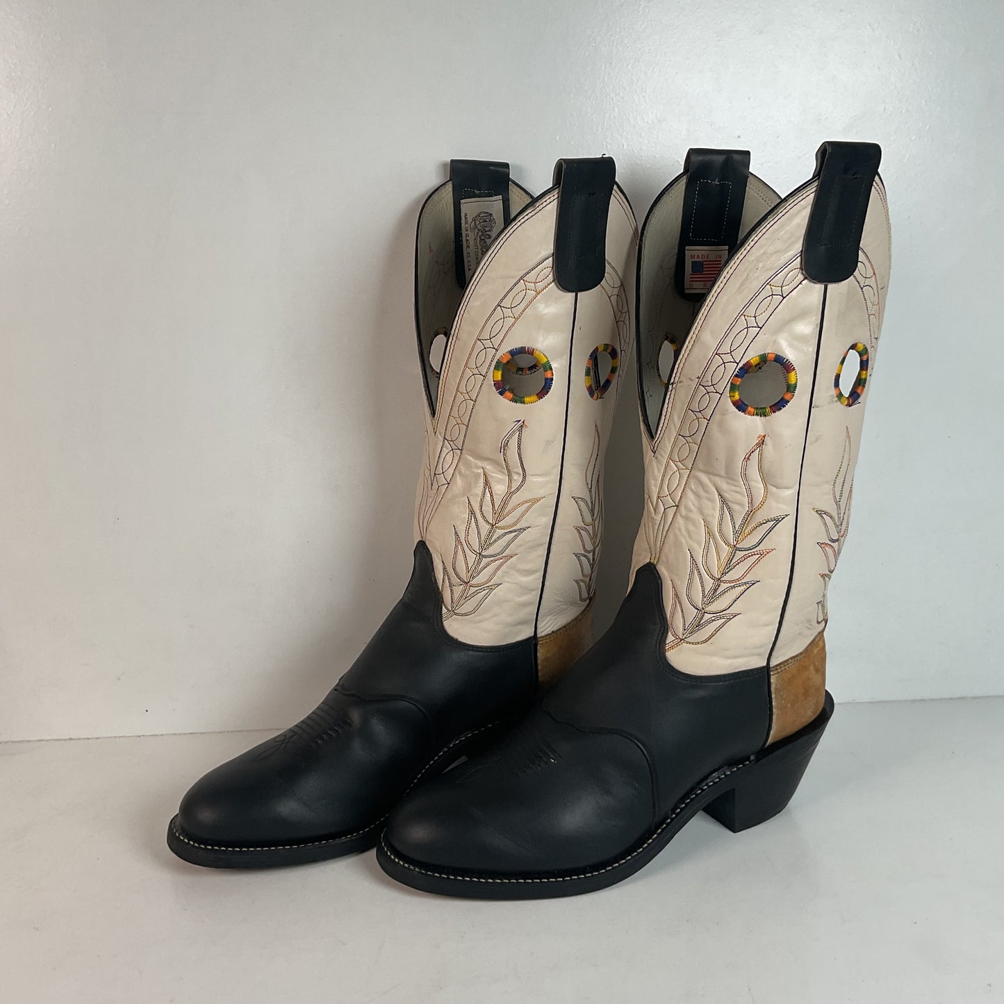 Olathe Rough Stock Cowboy Boots 10 D Black Mule Skin USA Made