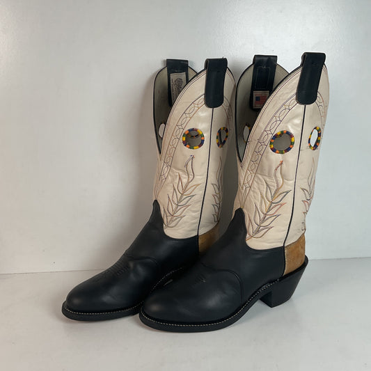 Olathe Rough Stock Cowboy Boots 10 D Black Mule Skin USA Made