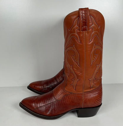 Vintage Hondo Cowboy Boots | Pieced Teju Lizard | Extra Wide | 10 EE