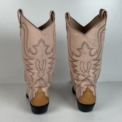 Vintage Larry Mahan Teju Lizard Cowgirl Boots | Peach | 1980s | Women’s 6 B