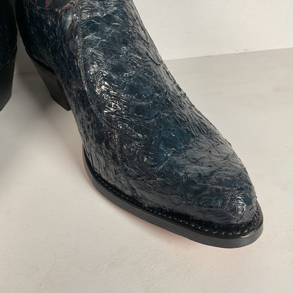 Vintage Olathe Sea Bass Cowboy Boots | Exotic | USA Made | Navy Blue | 13 EE