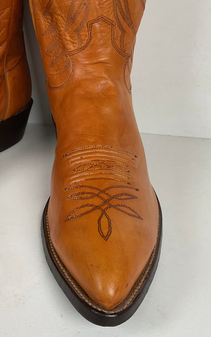 Vintage Justin Calfskin Cowboy Boots | Butterscotch | USA Made | Men’s 10.5 D