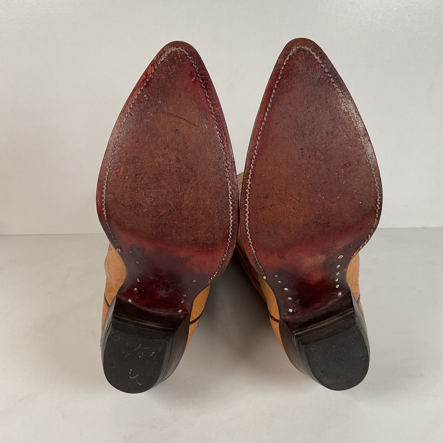Vintage Justin Smooth Ostrich Cowboy Boots | USA Made | Butterscotch | 8 EE