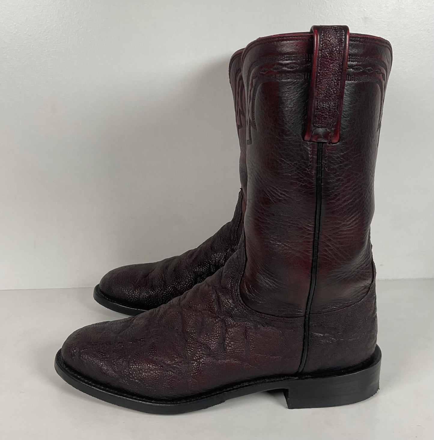 Lucchese 2000 Elephant Roper Boots | USA Made | Black Cherry | Men’s 8.5 D