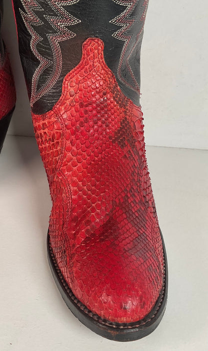 Vintage Dan Post Red Python Snakeskin Cowgirl Boots 7 M USA Made