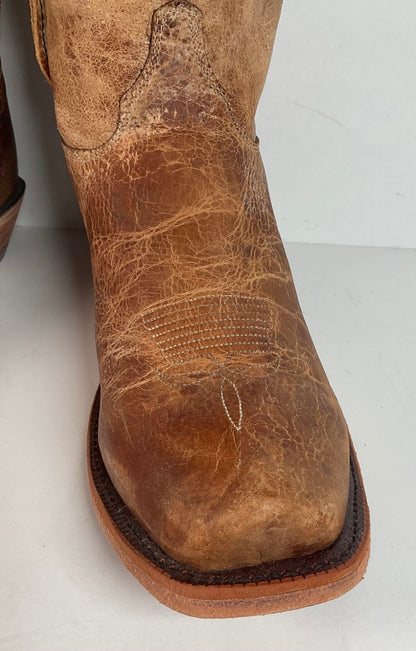 Justin Tan Road Cowboy Boots | Bent Rail | USA Made | Square Toe | Men’s 11 D