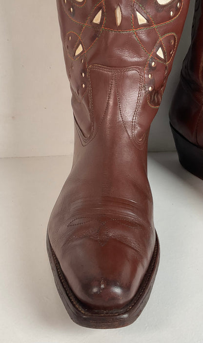 1940s Men’s Goding Pee Wee Cowboy Boots 10.5 D Butterfly Inlay