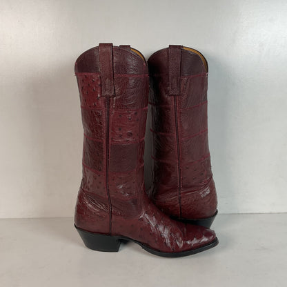 Vintage Nocona Exotic Ostrich Quill Cowgirl Boots 5 C Quilted Patchwork USA