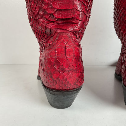 Tony Lama Full Python Cowboy Boots | Red Snakeskin | Men’s 9 | Women’s 10