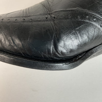Vintage 1940s Brogue Wingtip Cowboy Boots 9.5-10 Leather Pull Tab Pee Wee