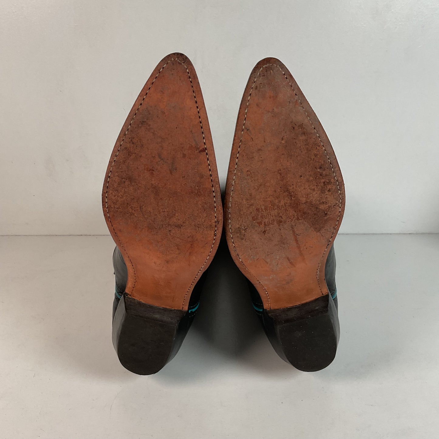 Vintage Dan Post For Code West Cowgirl Boots | Tooled Green Upper | Women’s 10 M