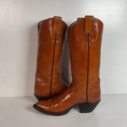 Vintage Tony Lama Patent Leather Cowgirl Boots Men’s 6 | Women’s 7 Gold Label