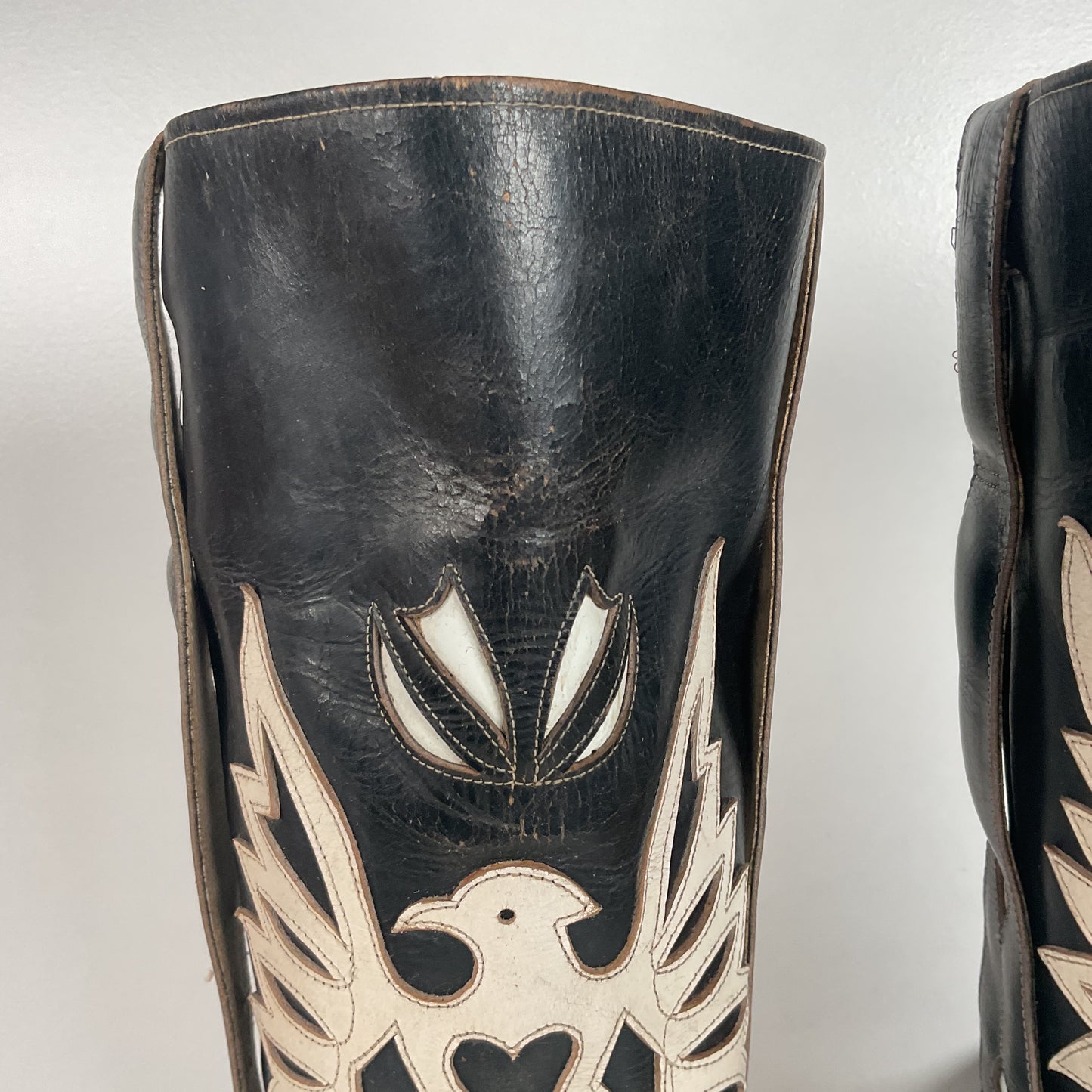 Vintage Thunderbird Cowboy Boots | Tooled Inlays | Mule Ear | 1960s | Men’s 9