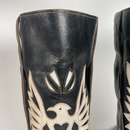Vintage Thunderbird Cowboy Boots | Tooled Inlays | Mule Ear | 1960s | Men’s 9