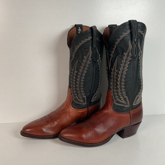 Vintage Larry Mahan Cowboy Boots | Chocolate Cow | USA Made | Men’s 9 D