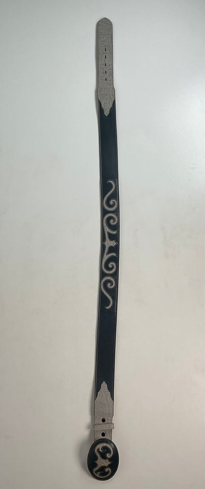 Tony Lama Antelope Skin Belt 36 Navy Blue Exotic USA Made