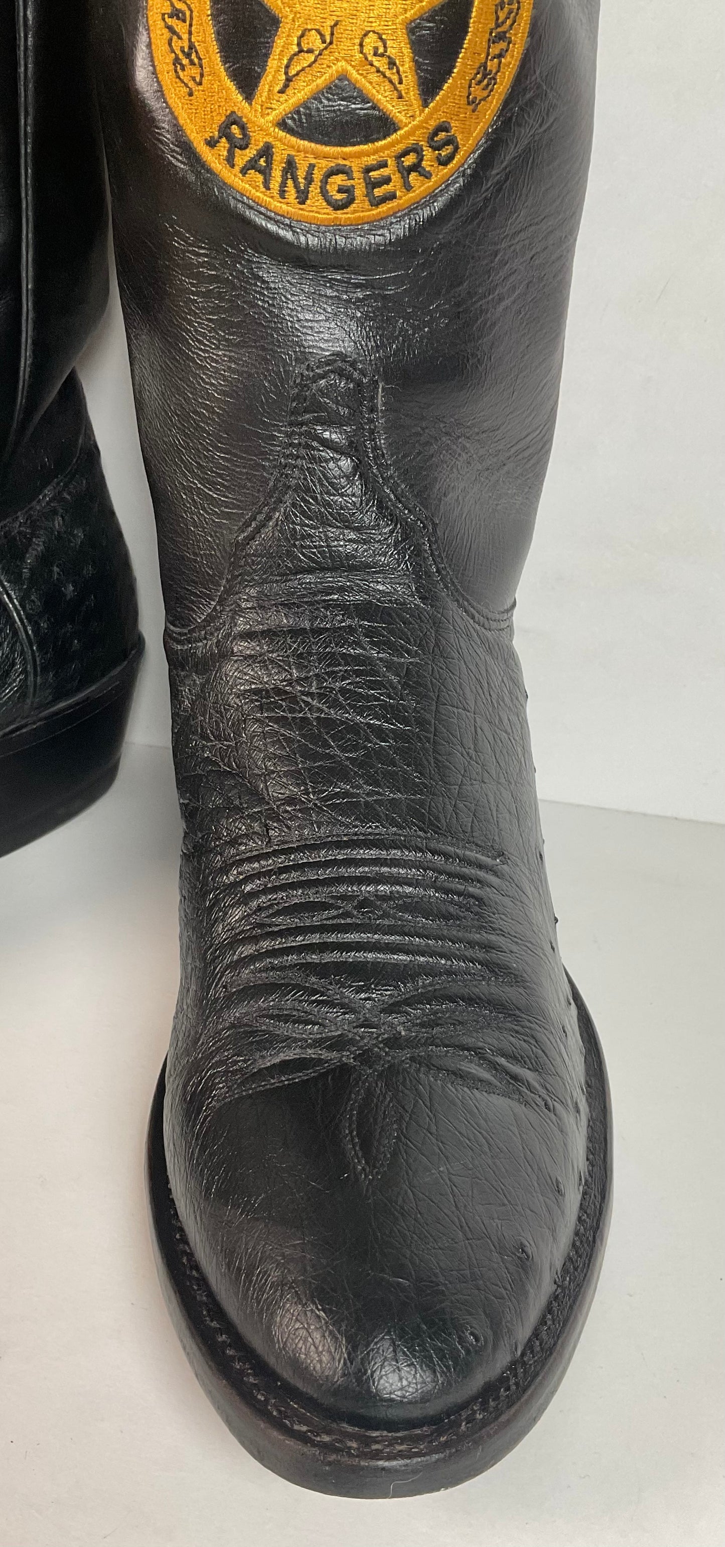 Justin Texas Rangers Cowboy Boots 9.5 D Exotic Smooth Ostrich
