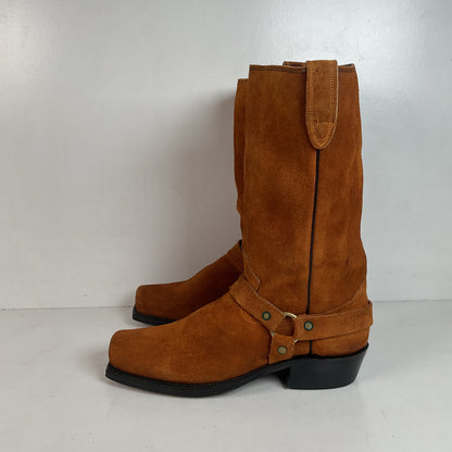 1970s Texas Suede Harness Boots 9 D USA Made Rough Out