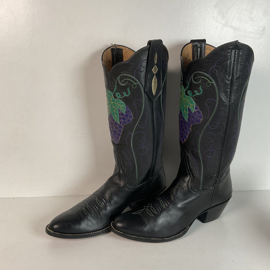 Vintage Rocky Carroll Grape Vine Cowgirl Boots 7 Custom Made