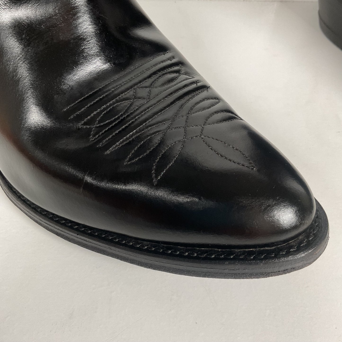 Vintage Nocona Cowboy Boots | Glossy Black Veal | USA Made | Men’s 9.5 EE