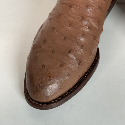 Vintage M.L. Leddy Full Ostrich Quill Cowboy Boots Custom Thrashed