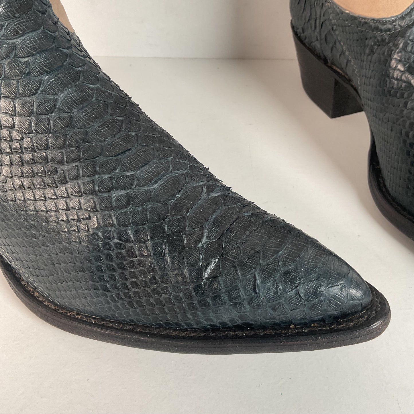 Vintage Tony Lama Python Snakeskin Cowgirl Boots | Dark Blue | Women’s 8 M