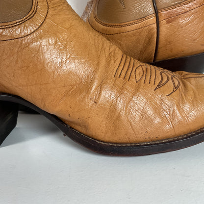 Vintage Justin Smooth Ostrich Cowboy Boots | USA Made | Butterscotch | 8 EE