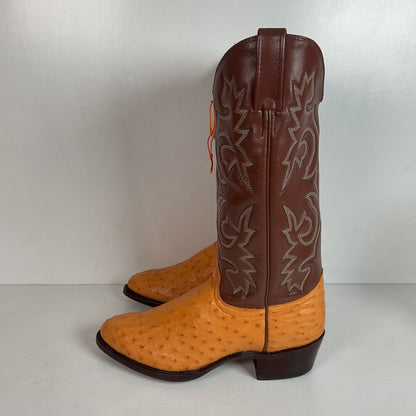 Vintage J. Chisholm Men’s Butterscotch Ostrich 7.5 D USA Made Exotic Pin Quill