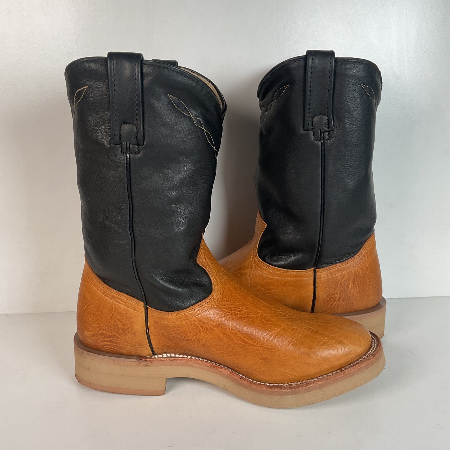Vintage J. Chisholm Crepe Roper Boots Men’s 8.5 D USA Made