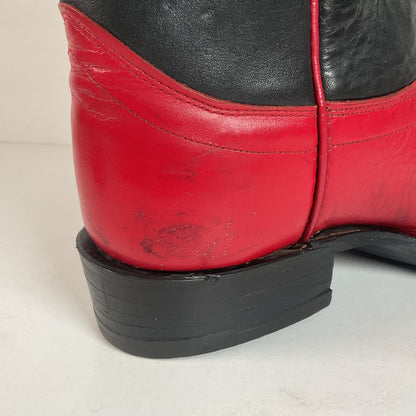 Olathe Western Roper Boots | Red & Black Calf | USA Made | Men’s 9 D