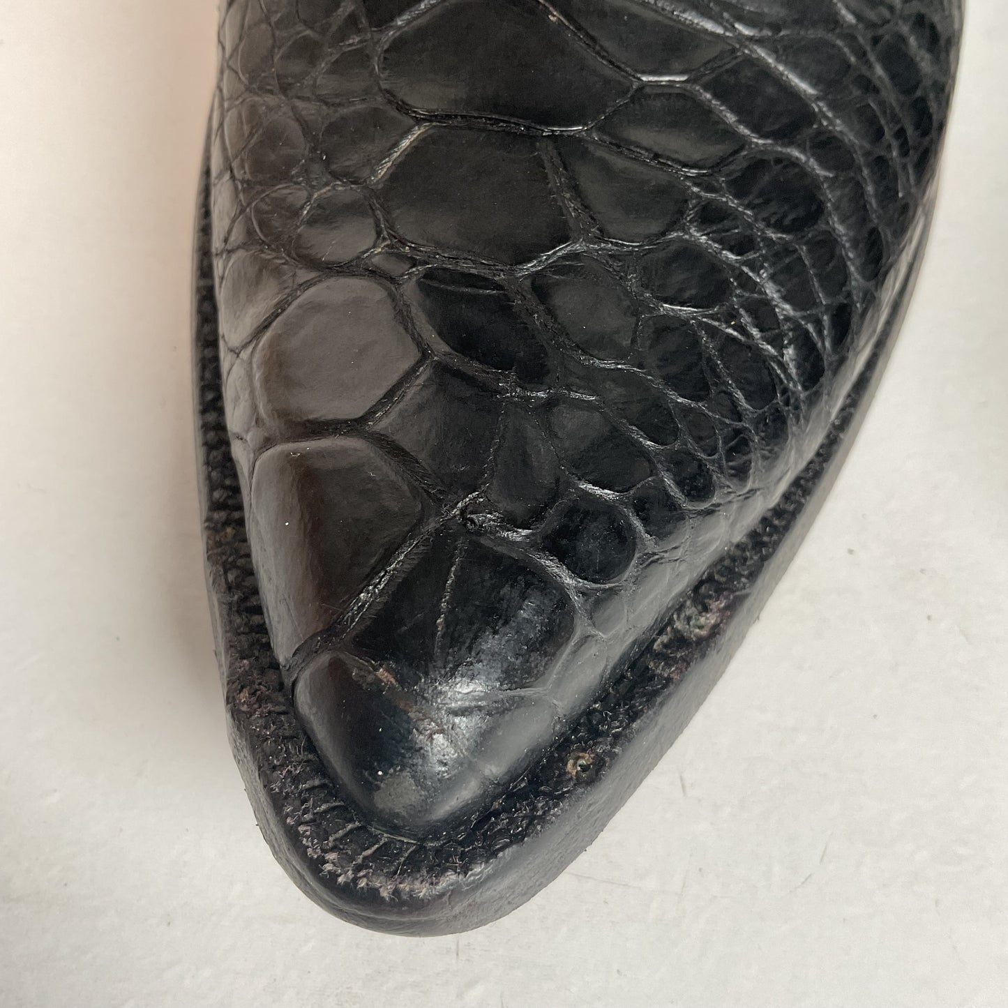 Vintage 1960s Justin Black Sea Turtle Cowboy Boots 10 D USA Made Fort Worth Label Pre-Ban