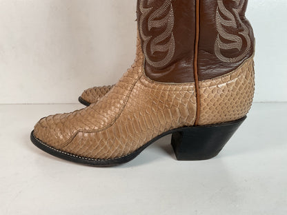 Tony Lama Snakeskin Cowboy Boots | Gold Label | Men’s 7.5 C | Women’s 8.5