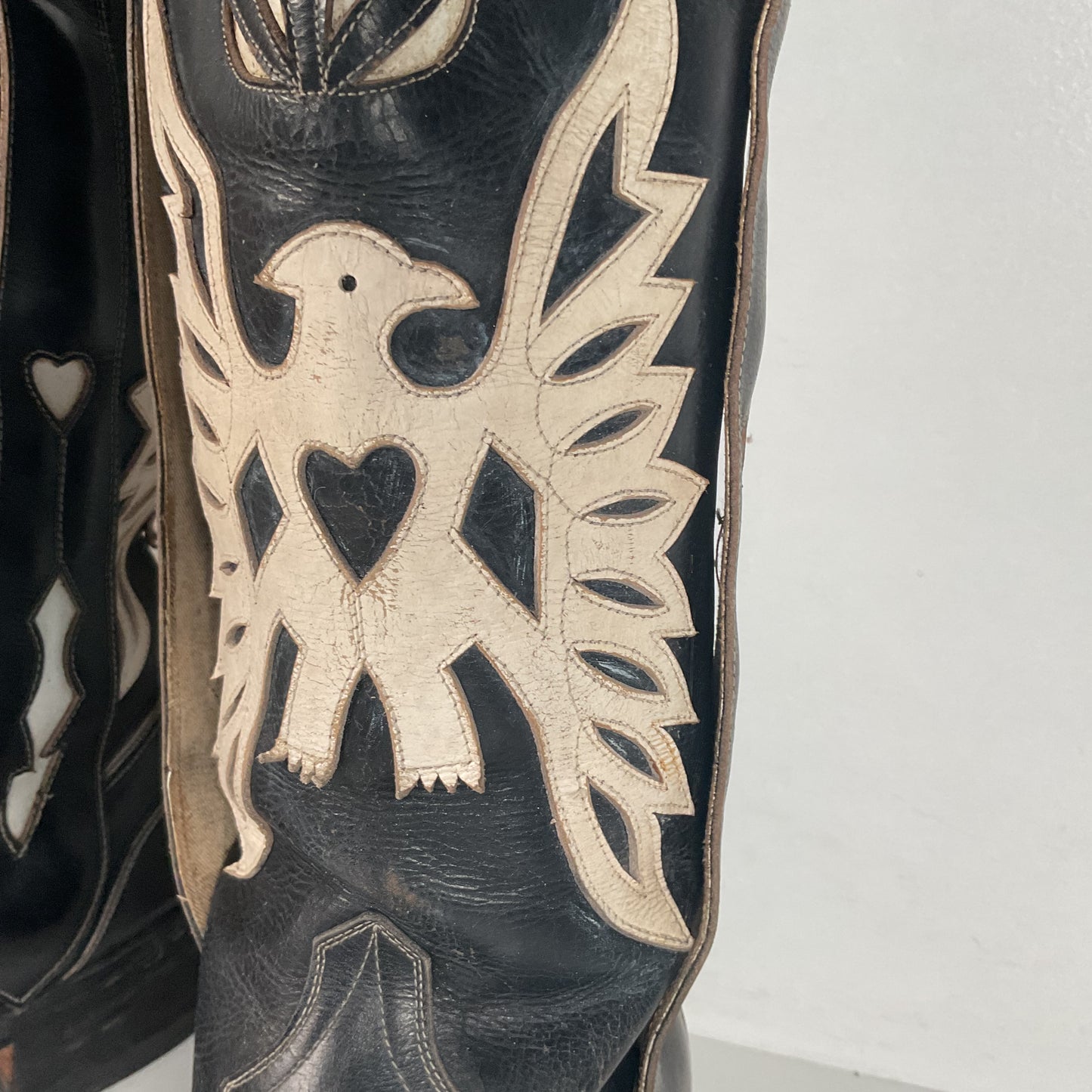 Vintage Thunderbird Cowboy Boots | Tooled Inlays | Mule Ear | 1960s | Men’s 9